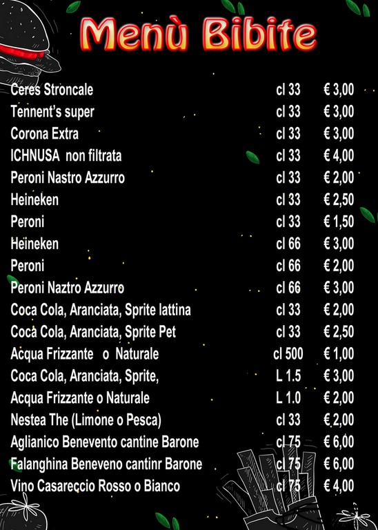 Menù Bibite